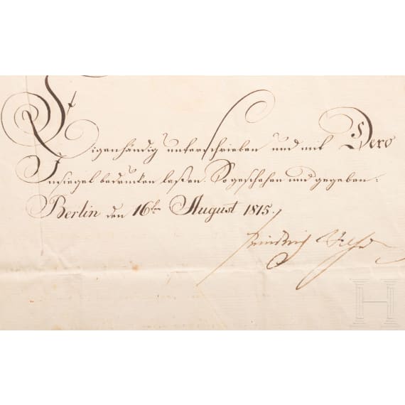 A certificate for the Iron Cross 2nd class of 1813