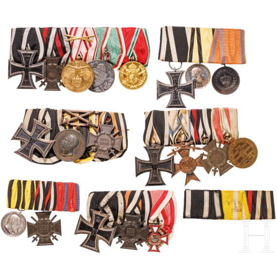 Seven Austrian and German medal bars