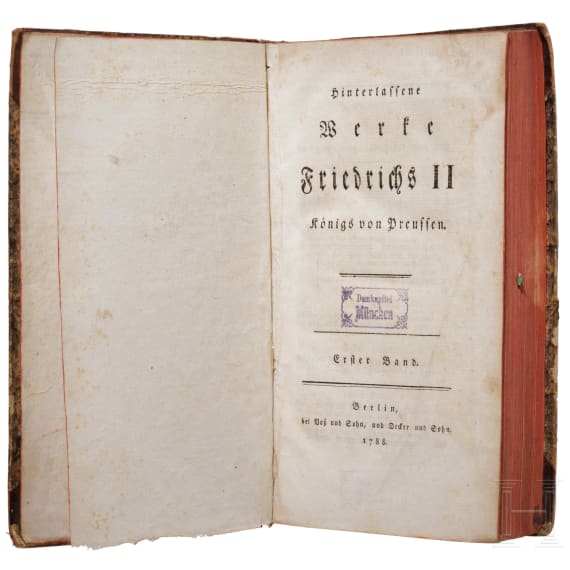 Works by Frederick II, King of Prussia, Vol. 1 - 15, Berlin, 1788, signed edition by Lorenz von Westenrieder in seven volumes