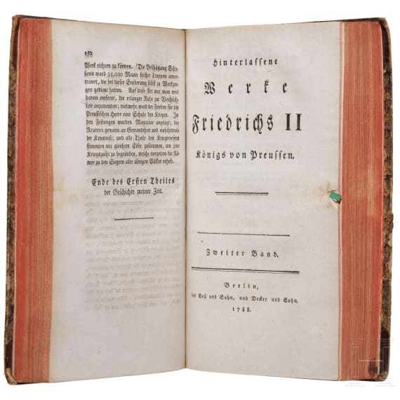Works by Frederick II, King of Prussia, Vol. 1 - 15, Berlin, 1788, signed edition by Lorenz von Westenrieder in seven volumes