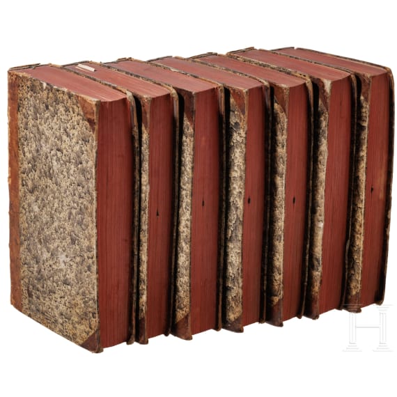 Works by Frederick II, King of Prussia, Vol. 1 - 15, Berlin, 1788, signed edition by Lorenz von Westenrieder in seven volumes