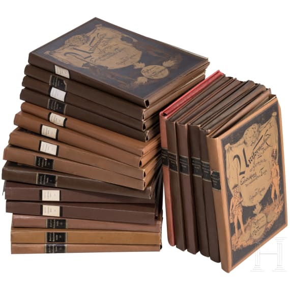 A collection of 34 volumes of uniform literature, 19th/20th century