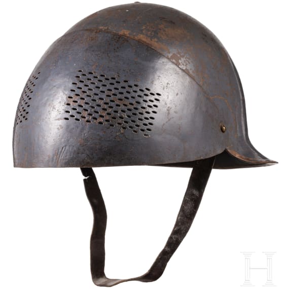 A Belgian steel helmet with protective visor for tank crews, so called "Reina Elisabeth"