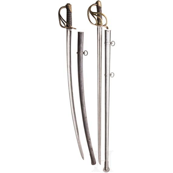 Two edged weapons of the Belgian cavalry, 19th century