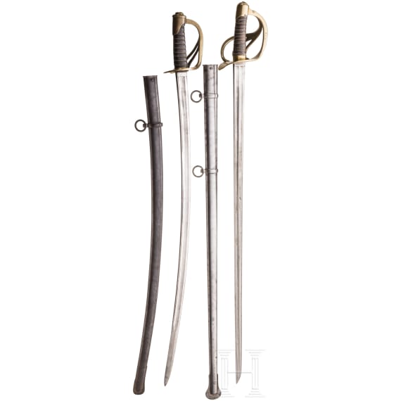 Two edged weapons of the Belgian cavalry, 19th century