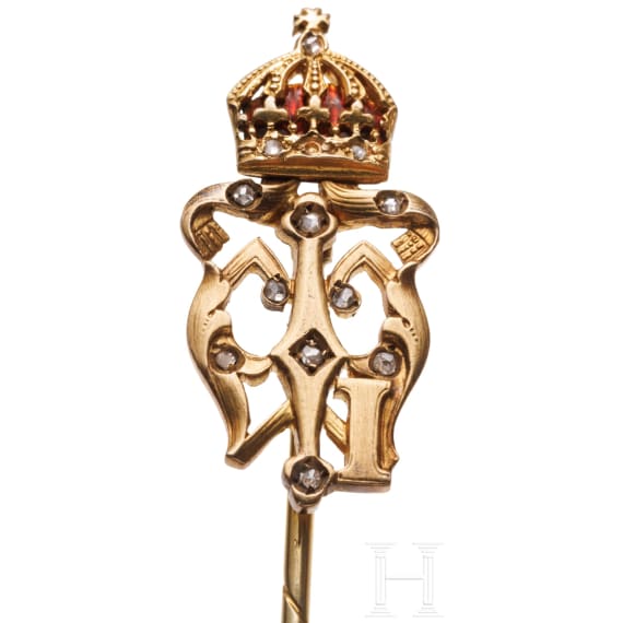 Tsar Ferdinand I (1861 - 1948) - a golden gift pin