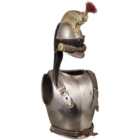 A helmet M 1845 and cuirass M 1855 of the cuirassier troopers
