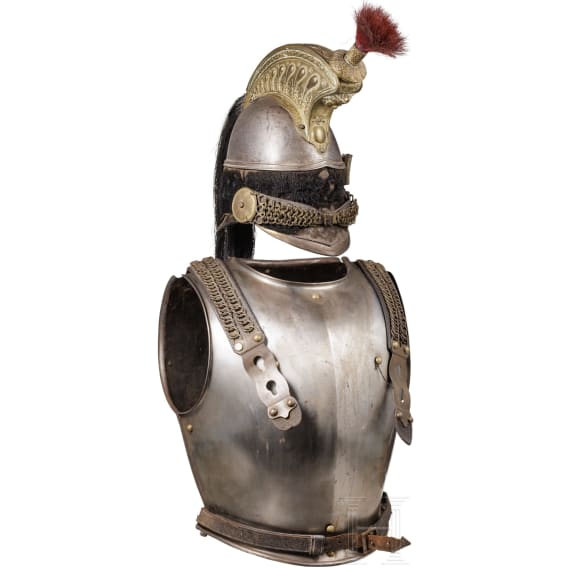 A helmet M 1845 and cuirass M 1855 of the cuirassier troopers