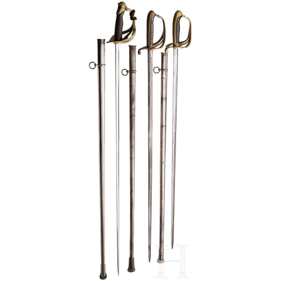 Three military swords, circa 1900