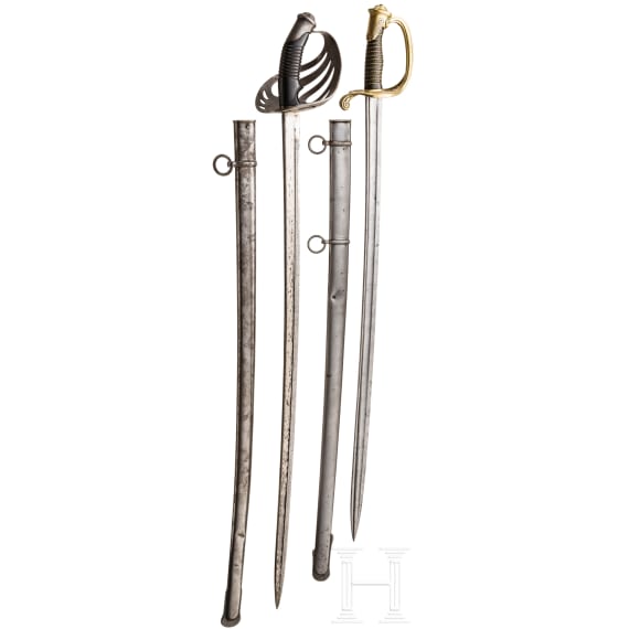 Two heavy sabres, 19th/20th century