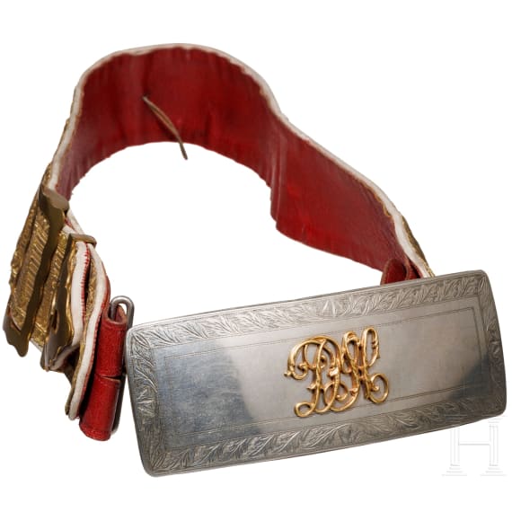A cartouche box and bandolier for members of the mounted troops, 19th century