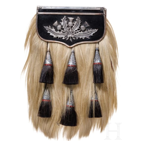 A sporran of a Scottish regiment and a hunting bag, 20th century