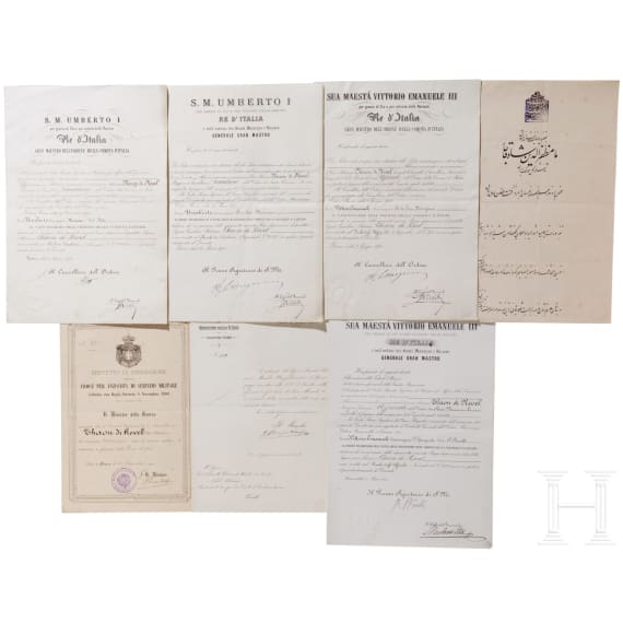 General Adriano Thaon di Revel (1854 - 1937) &ndash; his General's white summer kepi as well as numerous documents and photos