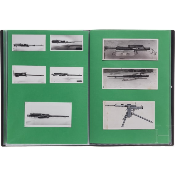 A collection of Caproni glass negatives and photos of armament