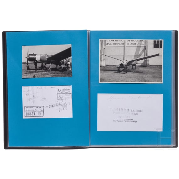 A collection of Caproni glass negatives and photos of armament