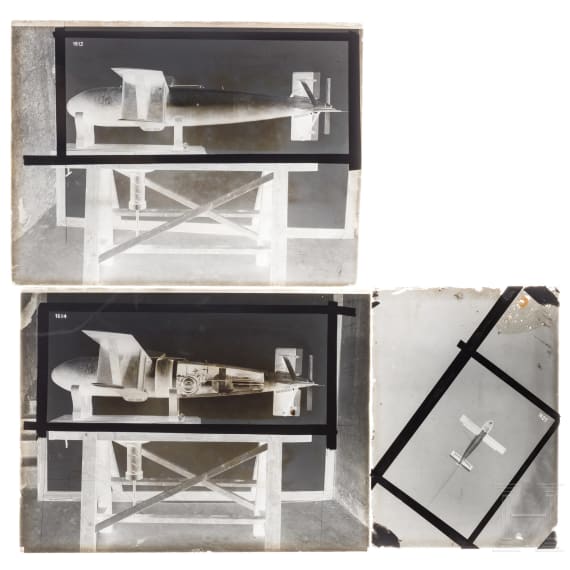 A collection of Caproni glass negatives and photos of armament