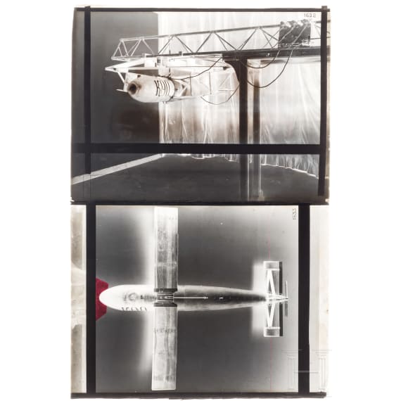 A collection of Caproni glass negatives and photos of armament