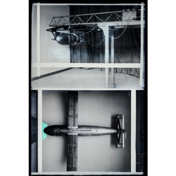 A collection of Caproni glass negatives and photos of armament