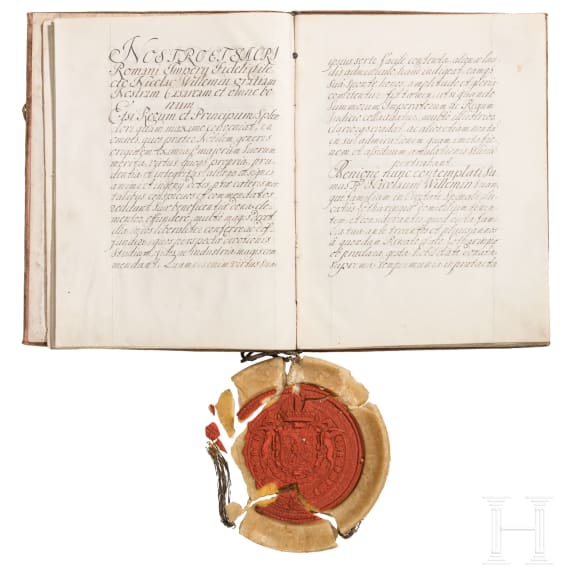 Leopold I, Emperor of the Holy Roman Empire (1640 - 1705) - a patent of nobility to Nicolas Willemin de Heldenfeld, dated February 11, 1692