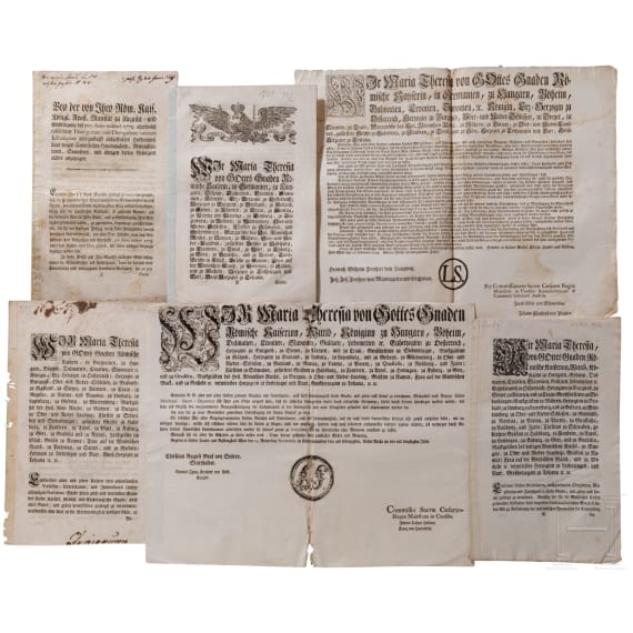Empress Maria Theresia (1717 - 1780) - seven circulars from her reign period, 1745 - 1780