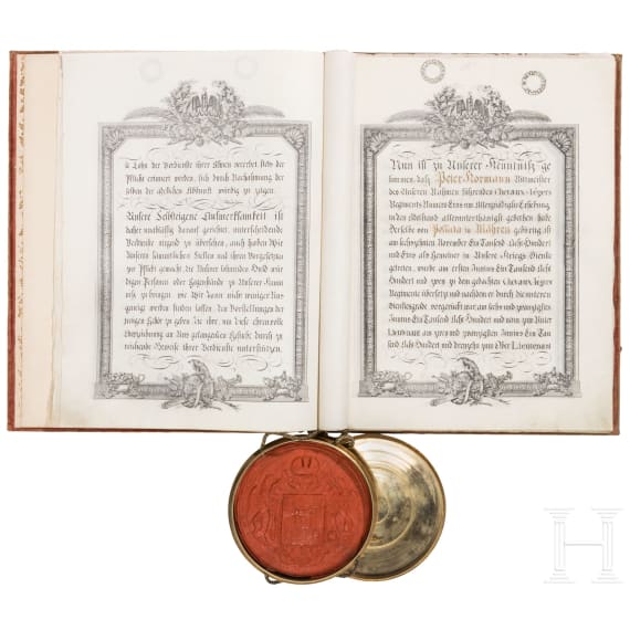 Emperor Franz I of Austria (1768 - 1835) - a patent of nobility to Peter Edler von Kormann, 1834