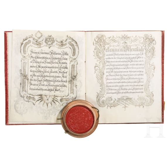 Emperor Franz I of Austria (1768 - 1835) - a patent of nobility to Bernhard Marcantelli Edler von Serravalle, 1808