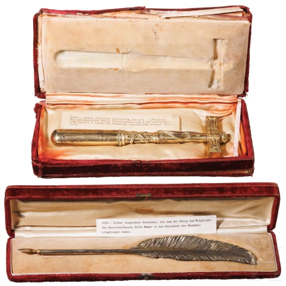 Kaiser Franz Joseph I &ndash; a silver-gilt pen and hammer, dated 8 May 1901