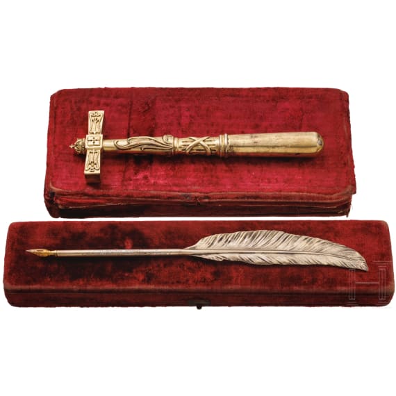 Kaiser Franz Joseph I &ndash; a silver-gilt pen and hammer, dated 8 May 1901