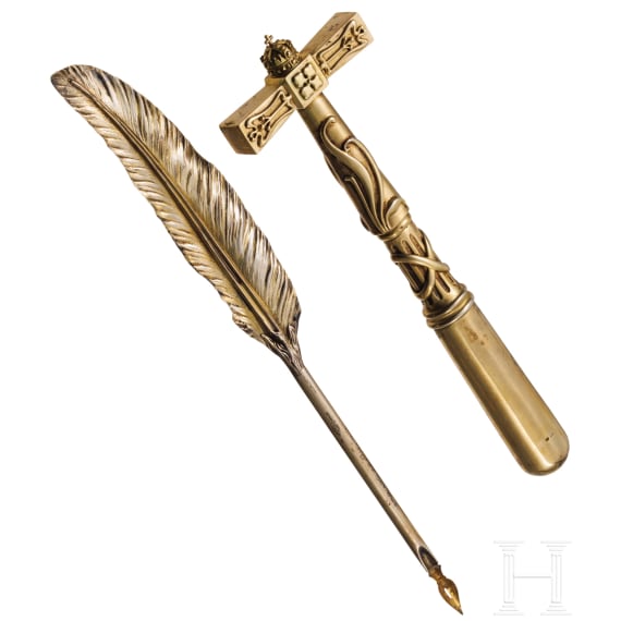 Kaiser Franz Joseph I &ndash; a silver-gilt pen and hammer, dated 8 May 1901