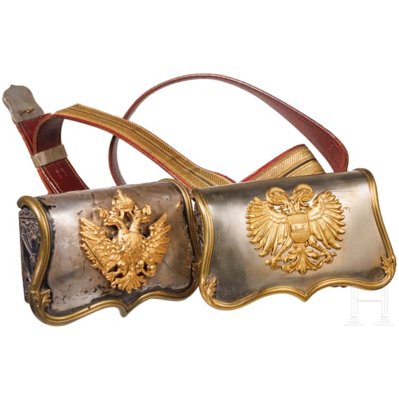 Two cartouche boxes for officers of the mounted troops, 1st half of the 20th century