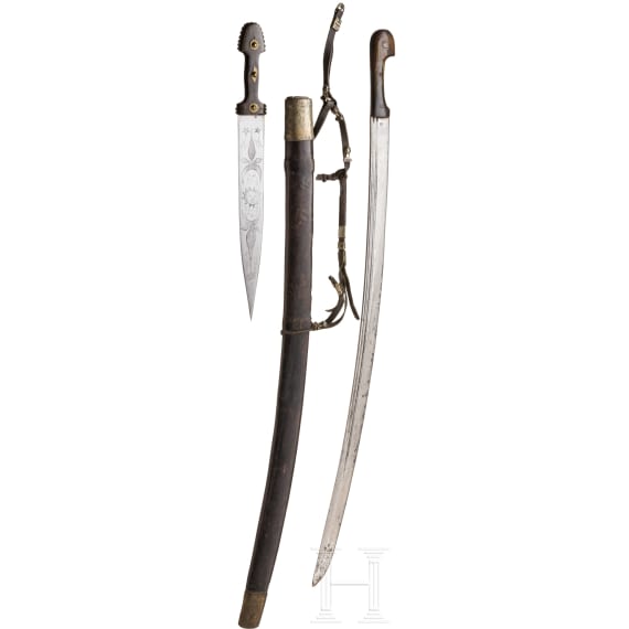 A Russian shashka for Cossacks, circa 1900, and a kinzal