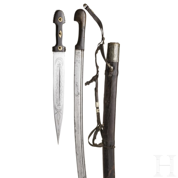 A Russian shashka for Cossacks, circa 1900, and a kinzal