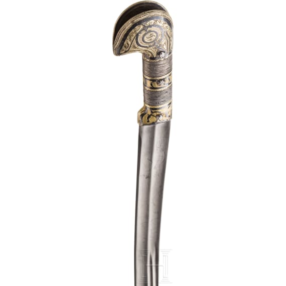 A Russian/Circassian silver-mounted shashka for officers of the Kuban Cossacks, with applied Order of St. Anna, 1st half of the 19th century
