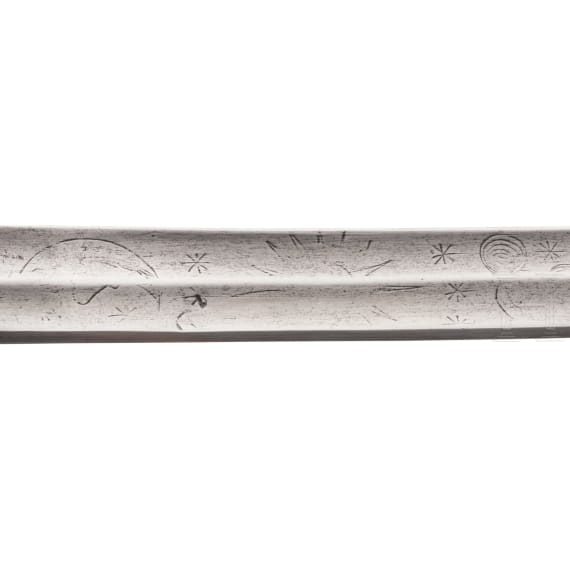 A Russian/Circassian silver-mounted shashka for officers of the Kuban Cossacks, with applied Order of St. Anna, 1st half of the 19th century
