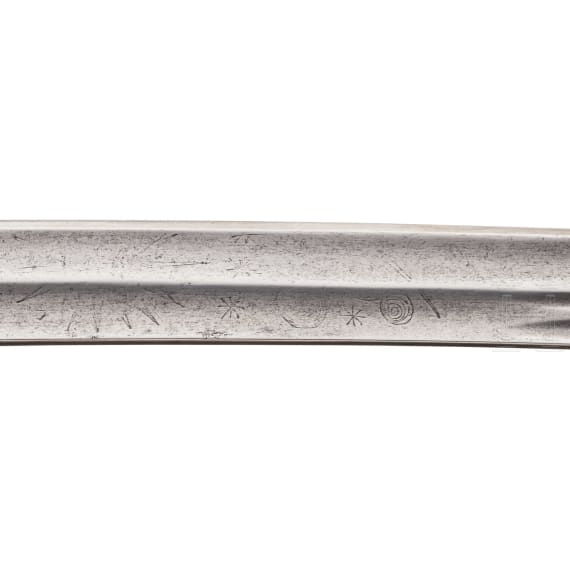 A Russian/Circassian silver-mounted shashka for officers of the Kuban Cossacks, with applied Order of St. Anna, 1st half of the 19th century