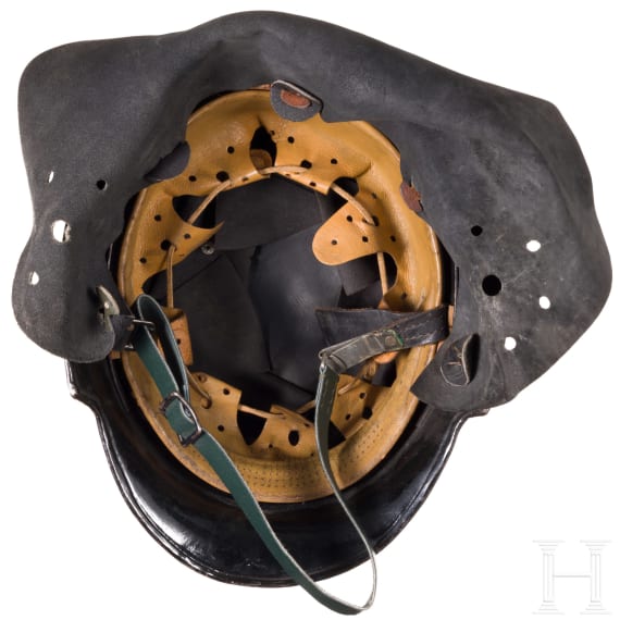 Four fire fighter helmets