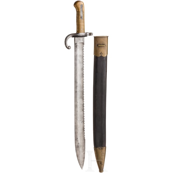 A bayonet with saw back, dated 1879
