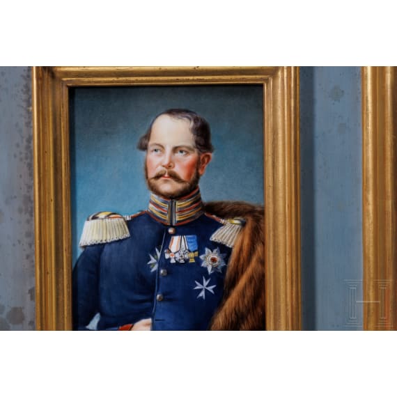 Prince Carl of Prussia (1801 - 1883) - a KPM portrait after the 1852 Franz Kr&uuml;ger oil painting