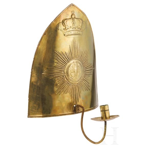 A sconce made of a cap plate for EM of the Kaiser Alexander Garde-Grenadier-Regt. No 1