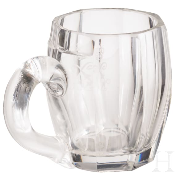 King Ludwig II of Bavaria - a small glass with handle and entwined monogram "L", circa 1870
