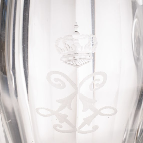 King Ludwig II of Bavaria - a small glass with handle and entwined monogram "L", circa 1870
