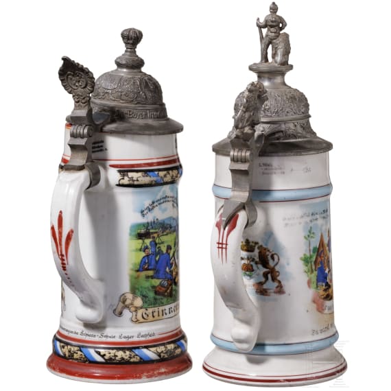 Four regimental stein mugs of the Royal Bavarian Infantry, 1897 - 1908