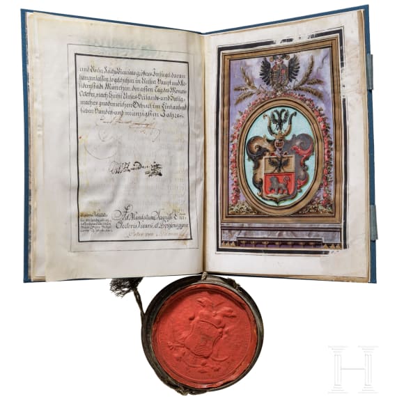 Elector Carl Theodor of Bavaria - a patent of nobility to Major Johann Michael Ludwig Willich, dated October 1, 1790
