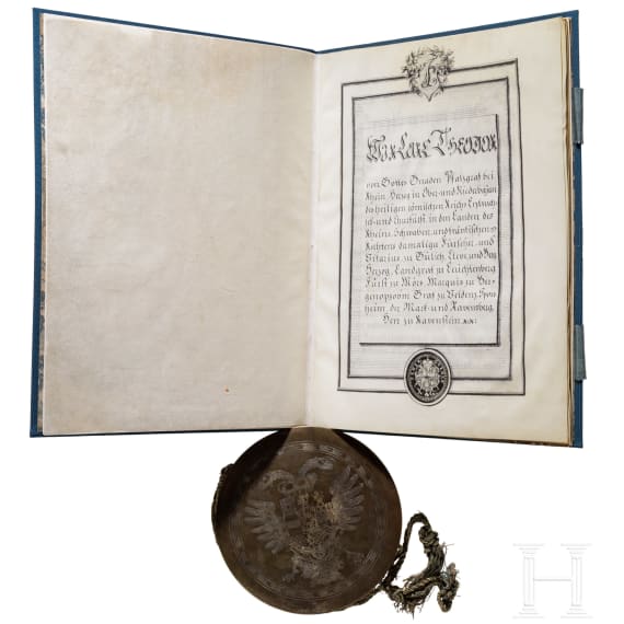 Elector Carl Theodor of Bavaria - a patent of nobility to Major Johann Michael Ludwig Willich, dated October 1, 1790