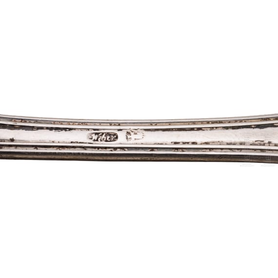 King Ludwig II of Bavaria - four pieces of silver cutlery with entwined monogram "L", probably Joseph Weber, Munich, circa 1830/40 and after 1864