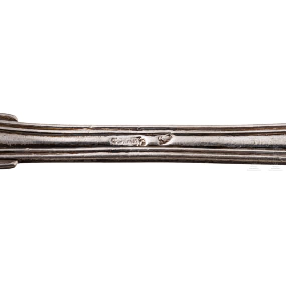 King Ludwig II of Bavaria - four pieces of silver cutlery with entwined monogram "L", probably Joseph Weber, Munich, circa 1830/40 and after 1864
