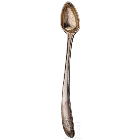 King Ludwig II of Bavaria - a long-stemmed caviar spoon with entwined monogram "L", circa 1870
