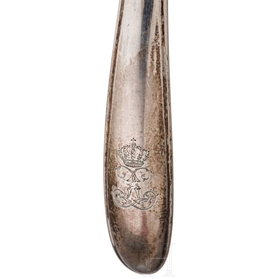 King Ludwig II of Bavaria - a long-stemmed caviar spoon with entwined monogram "L", circa 1870