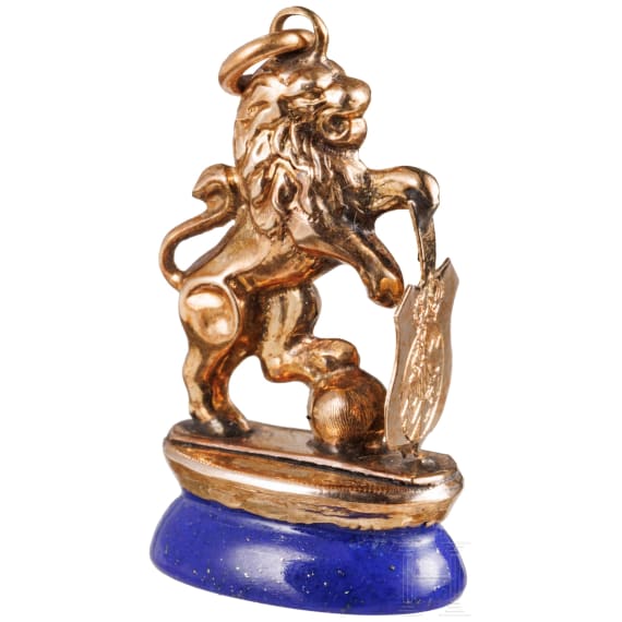 King Ludwig II of Bavaria - a small gold and lapis lazuli seal for a chatelaine, circa 1870
