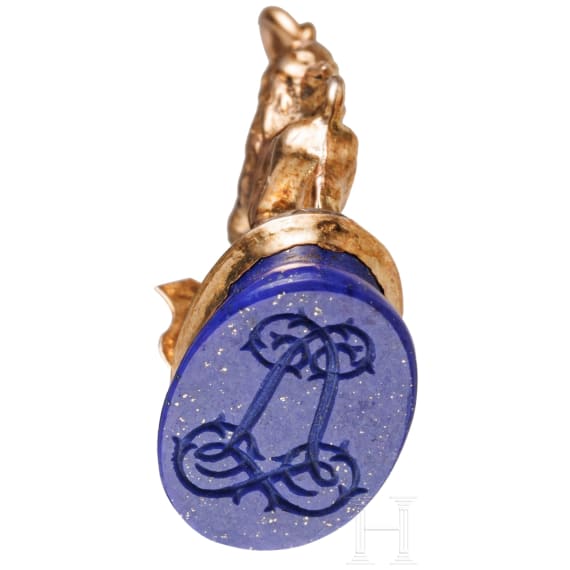 King Ludwig II of Bavaria - a small gold and lapis lazuli seal for a chatelaine, circa 1870